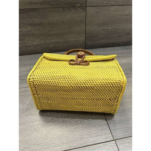 POPPY + SAGE Rattan Crossbody with Top Handle- Alice Yellow,Bag No Strap - Picture 6 of 6